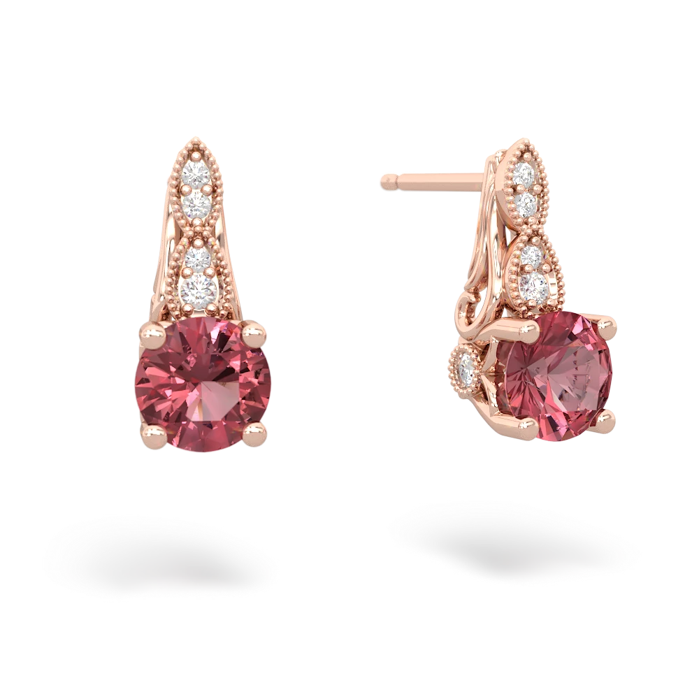 Pink Tourmaline Antique Elegance 14K Rose Gold earrings E3100