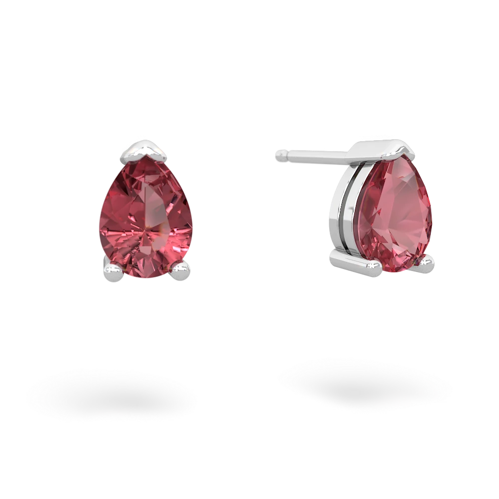 Pink Tourmaline Teardrop Stud 14K White Gold earrings E1793