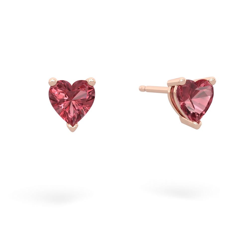 Pink Tourmaline 5Mm Heart Stud 14K Rose Gold earrings E1861