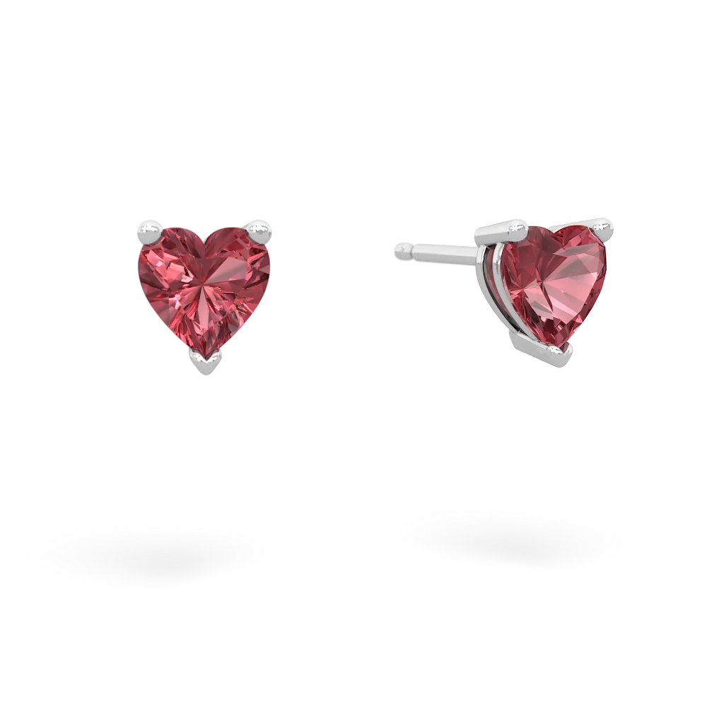 Pink Tourmaline 5Mm Heart Stud 14K White Gold earrings E1861