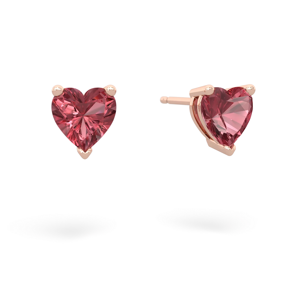 Pink Tourmaline 6Mm Heart Stud 14K Rose Gold earrings E1862