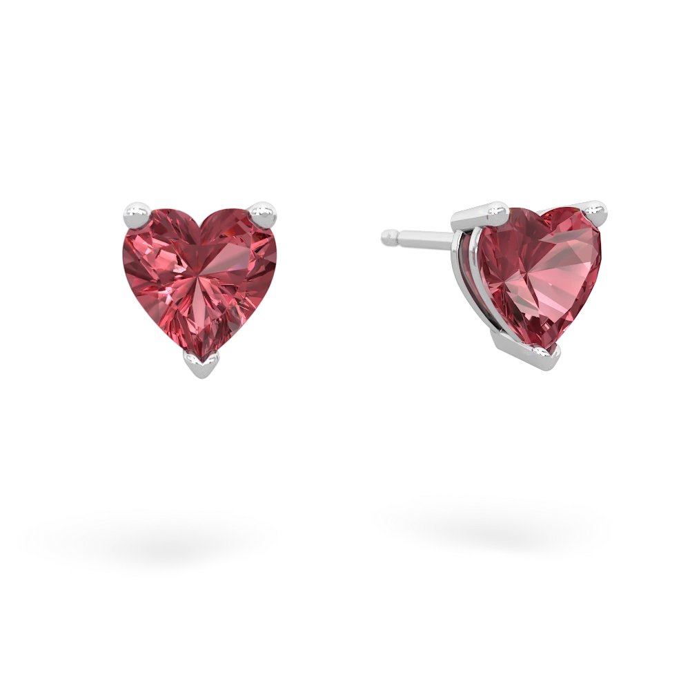 Pink Tourmaline 6Mm Heart Stud 14K White Gold earrings E1862