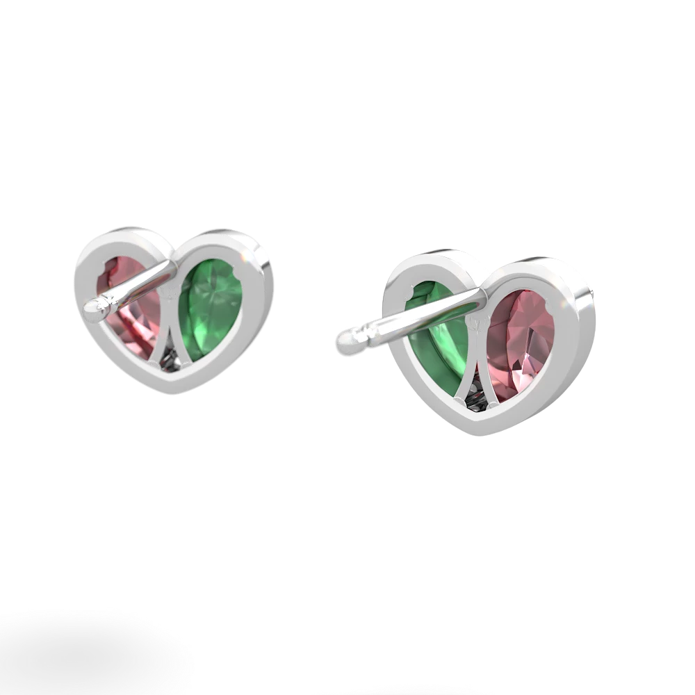 Pink Tourmaline 'Our Heart' 14K White Gold earrings E5072