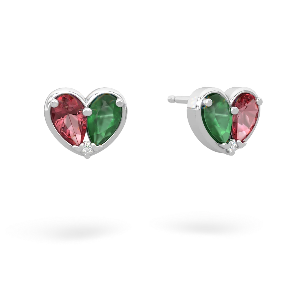 Pink Tourmaline 'Our Heart' 14K White Gold earrings E5072