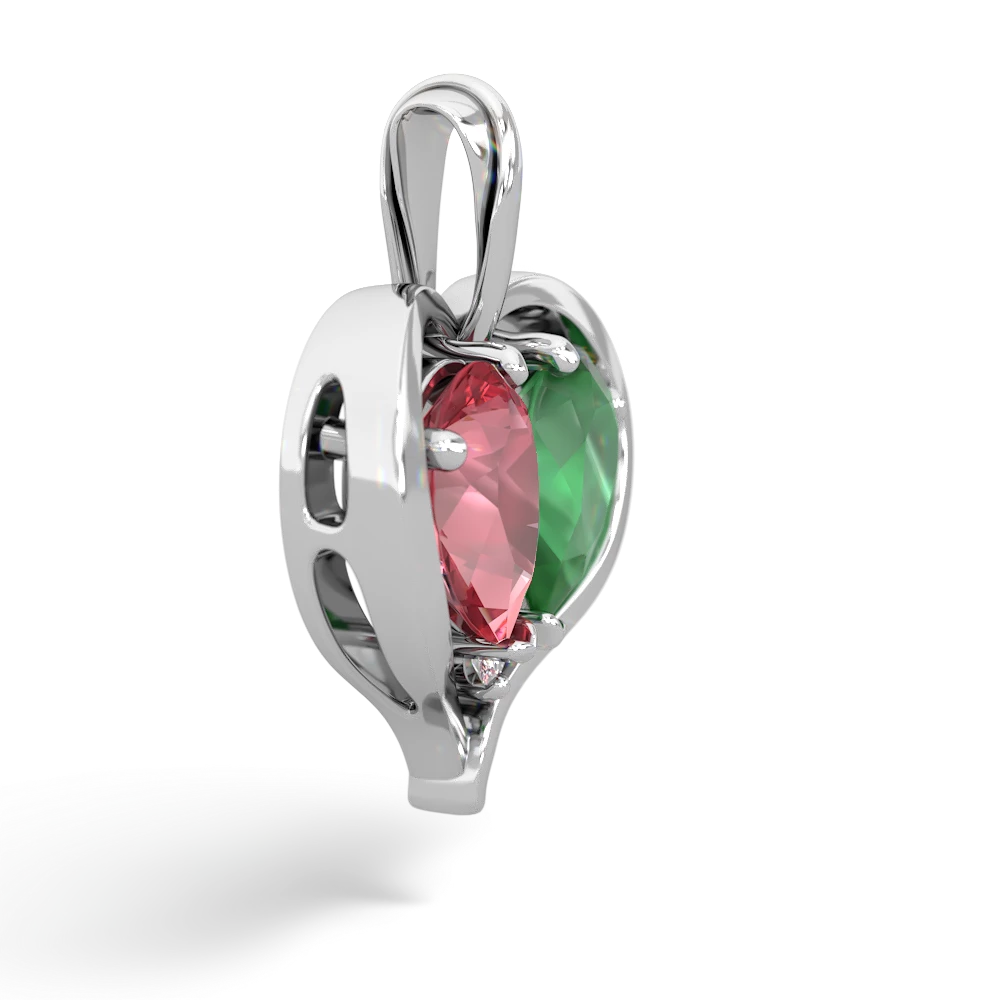 Pink Tourmaline Two Become One 14K White Gold pendant P5330