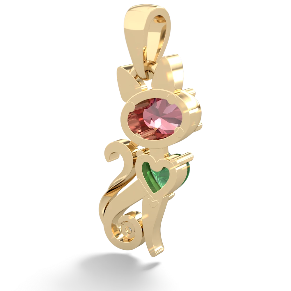 Pink Tourmaline Kitten 14K Yellow Gold pendant P5780