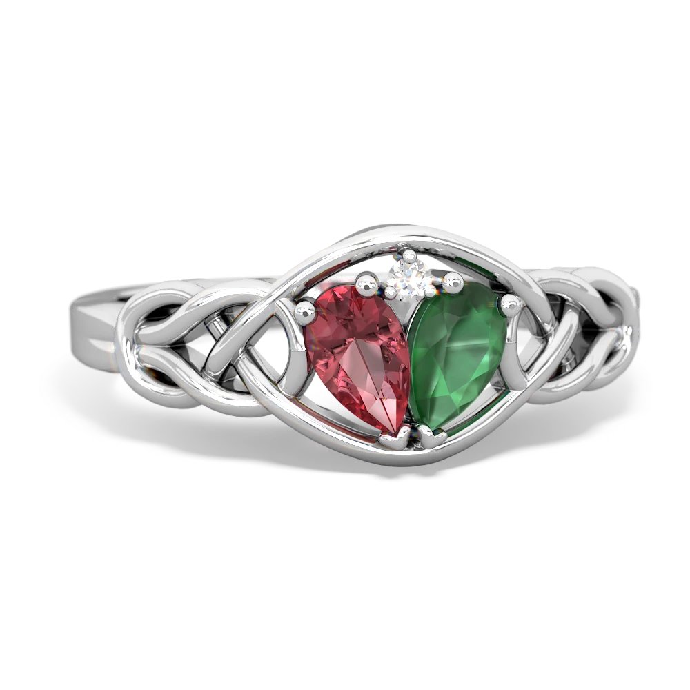 Pink Tourmaline Celtic Love Knot 14K White Gold ring R5420