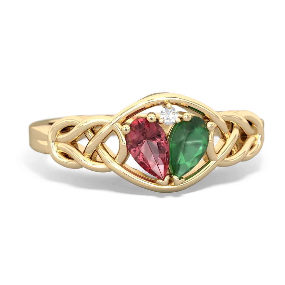 Pink Tourmaline Celtic Love Knot 14K Yellow Gold ring R5420