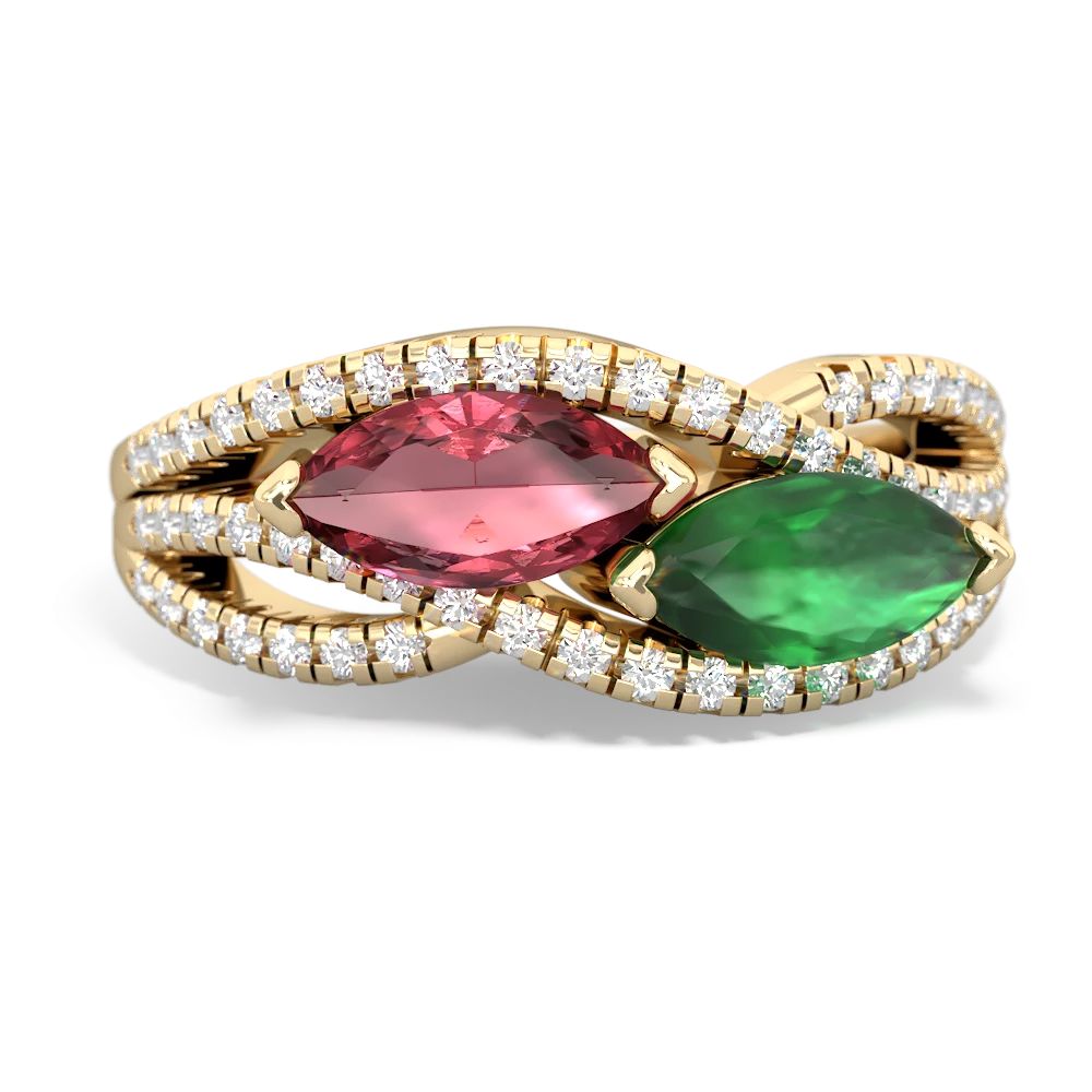 Pink Tourmaline Diamond Rivers 14K Yellow Gold ring R3070