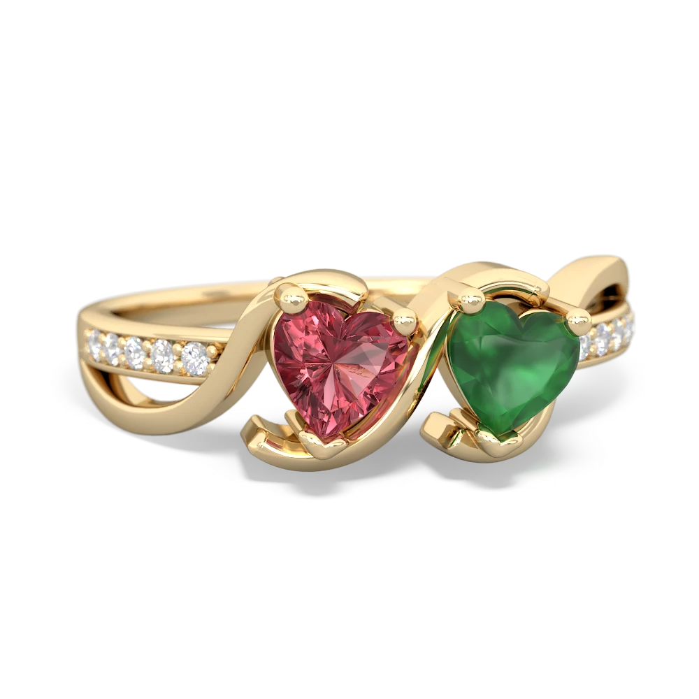 Pink Tourmaline Side By Side 14K Yellow Gold ring R3090