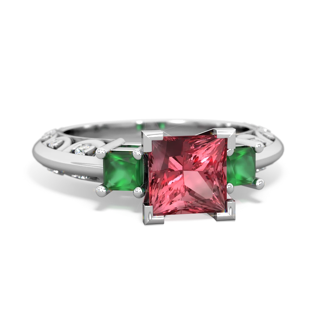 Pink Tourmaline Eternal Embrace Engagement 14K White Gold ring C2001