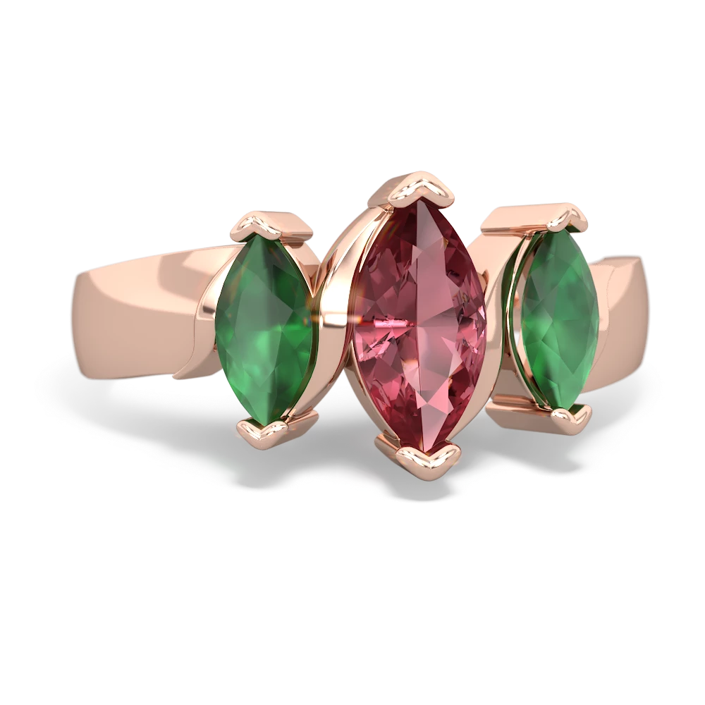 Pink Tourmaline Three Peeks 14K Rose Gold ring R2433