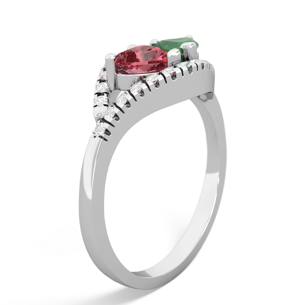 Pink Tourmaline Mother And Child 14K White Gold ring R3010