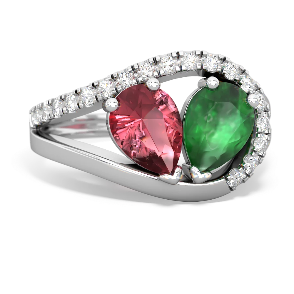 Pink Tourmaline Nestled Heart Keepsake 14K White Gold ring R5650