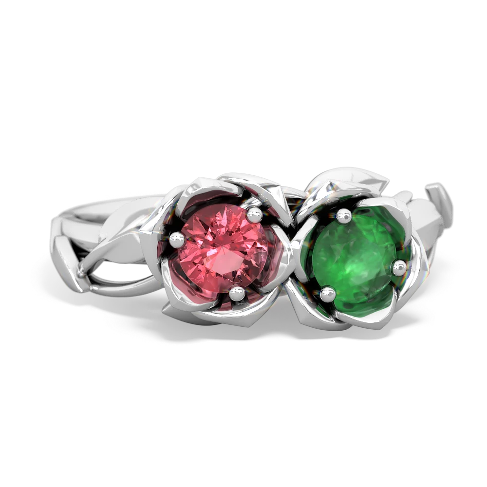 Pink Tourmaline Rose Garden 14K White Gold ring R5510