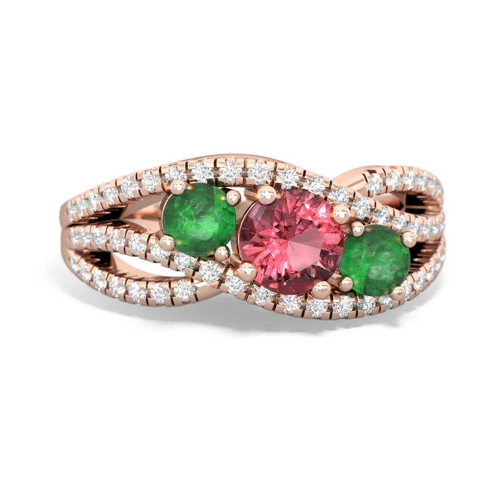 Pink Tourmaline Three Stone Aurora 14K Rose Gold ring R3080