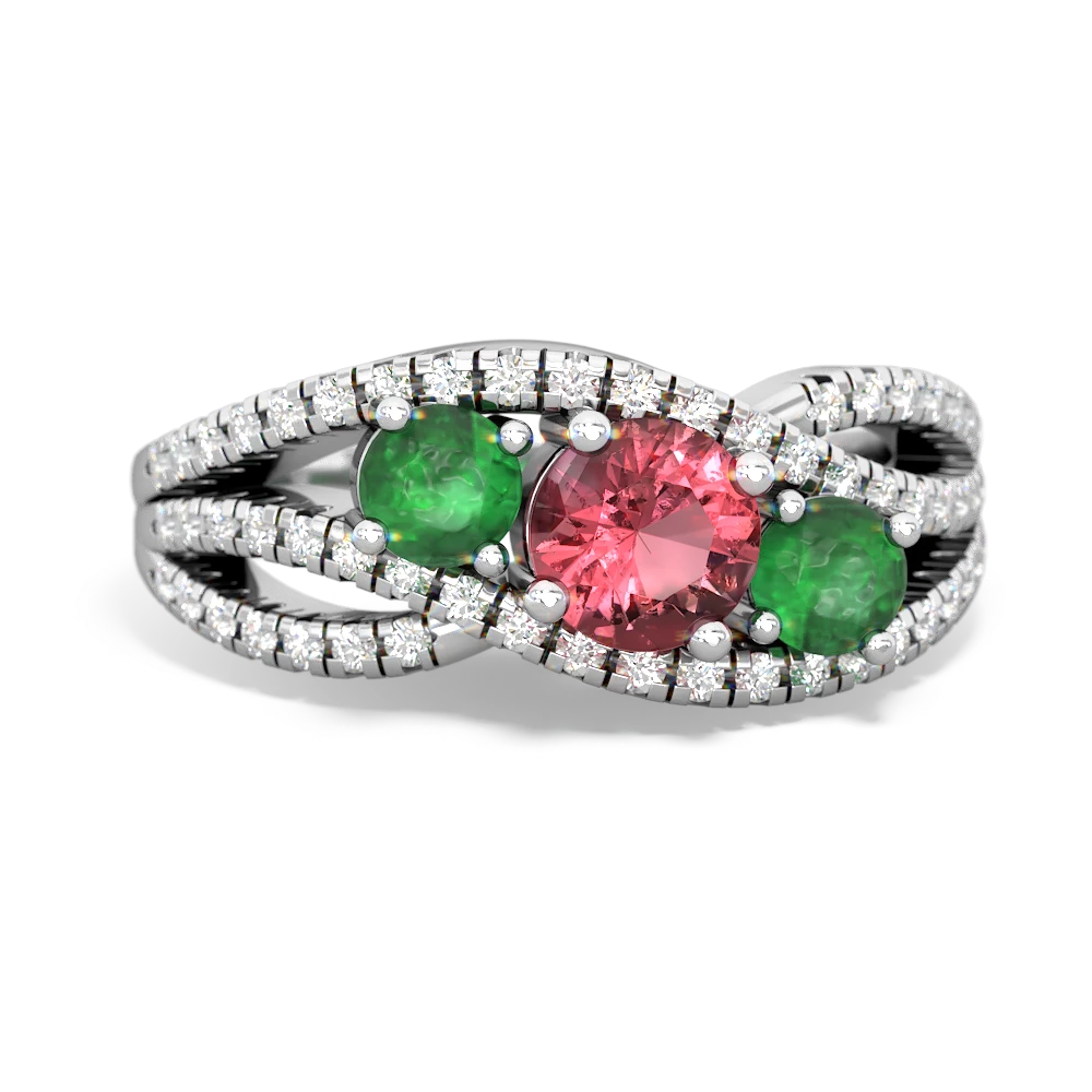 Pink Tourmaline Three Stone Aurora 14K White Gold ring R3080