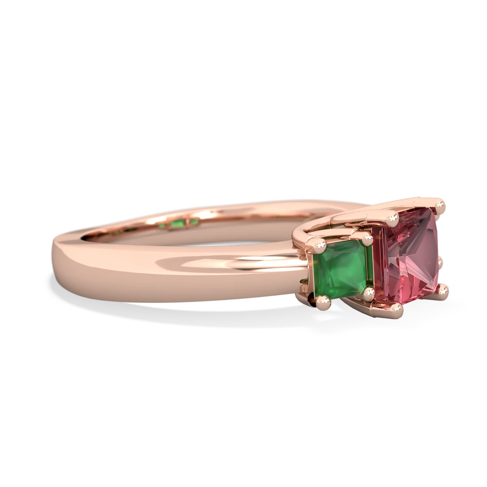 Pink Tourmaline Three Stone Trellis 14K Rose Gold ring R4015