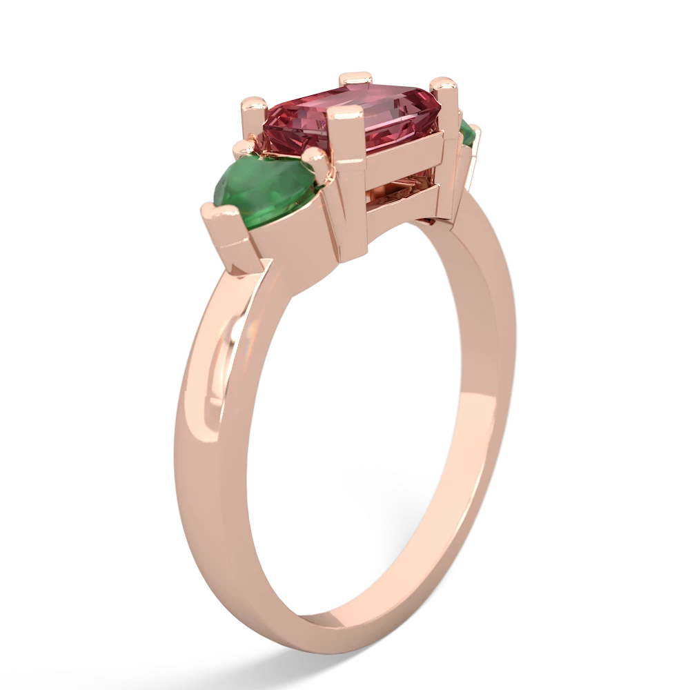 Pink Tourmaline Three Stone 14K Rose Gold ring R5235