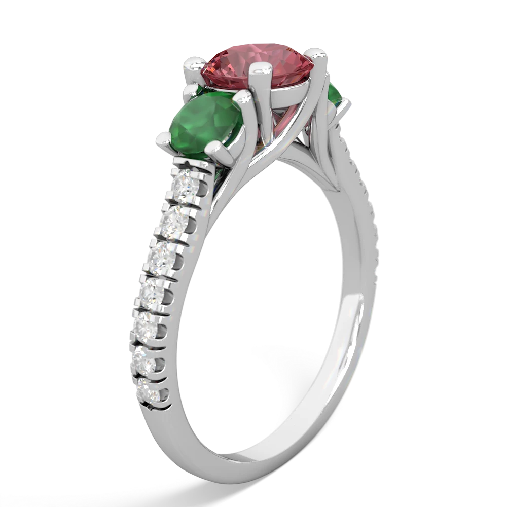 Pink Tourmaline Pave Trellis 14K White Gold ring R5500