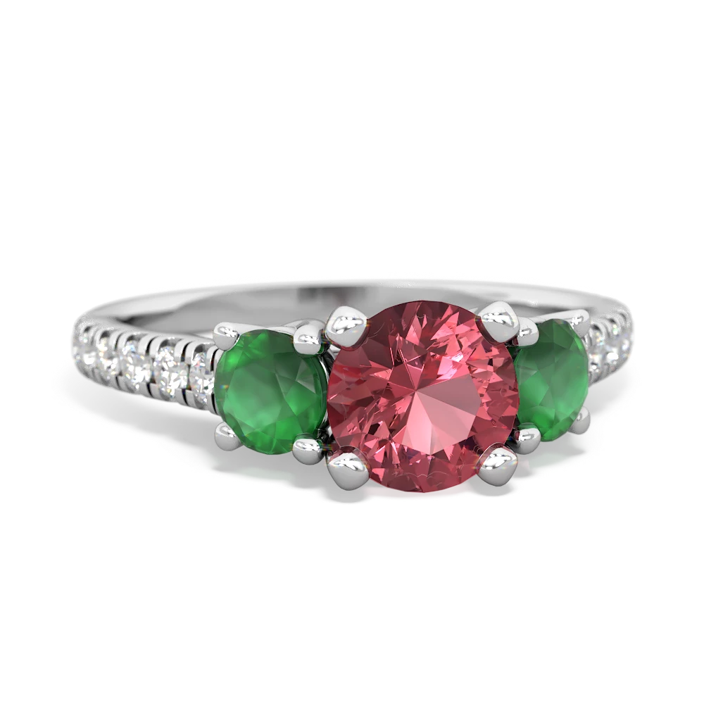 Pink Tourmaline Pave Trellis 14K White Gold ring R5500