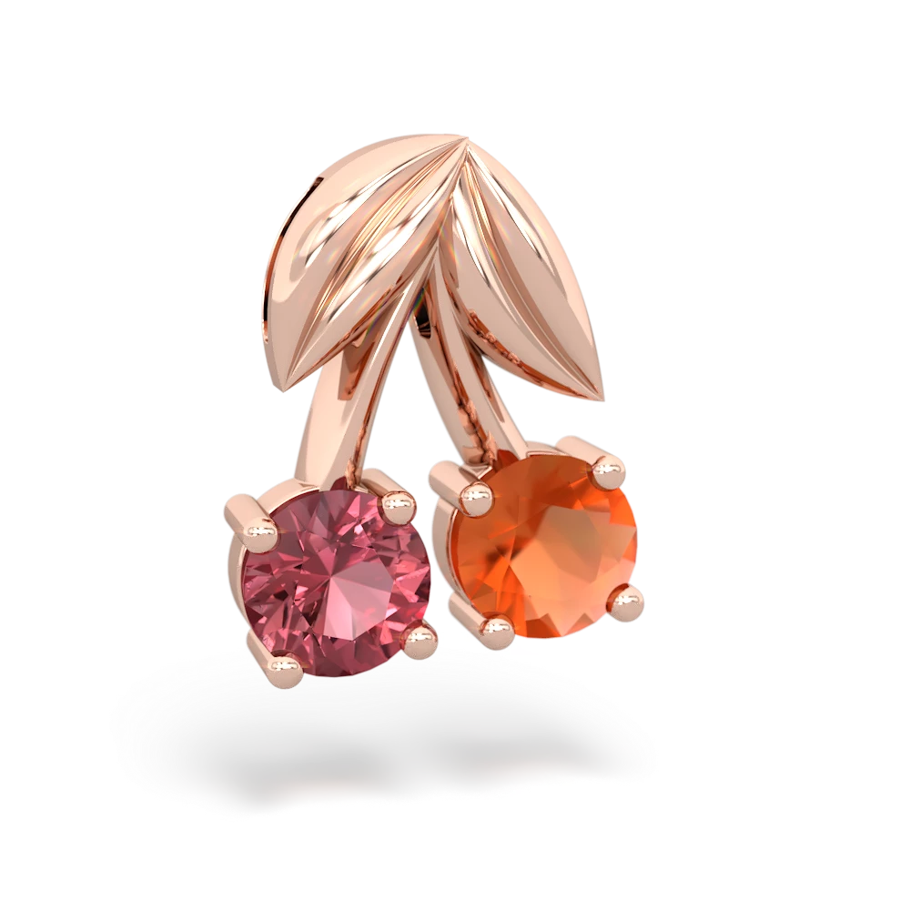 Pink Tourmaline Sweet Cherries 14K Rose Gold pendant P7001