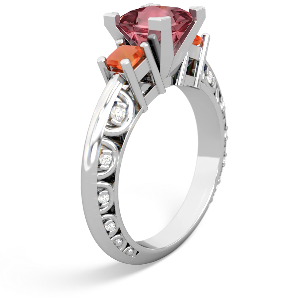 Pink Tourmaline Eternal Embrace Engagement 14K White Gold ring C2001