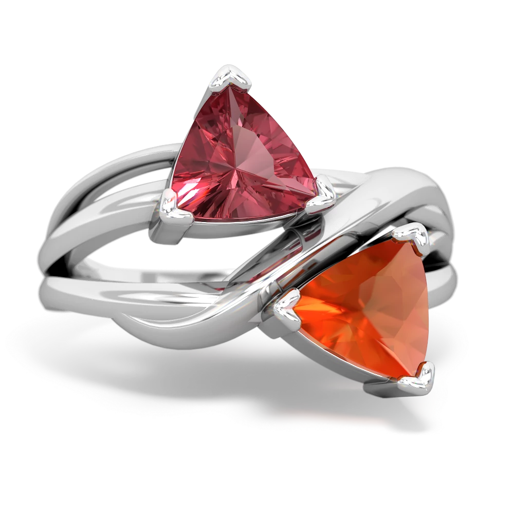 Pink Tourmaline Split Band Swirl 14K White Gold ring R2341