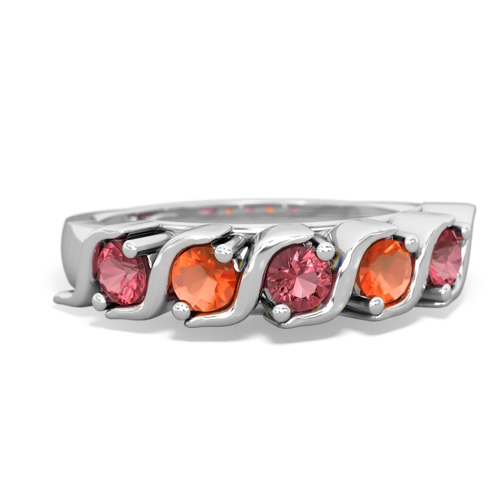 Pink Tourmaline Anniversary Band 14K White Gold ring R2089