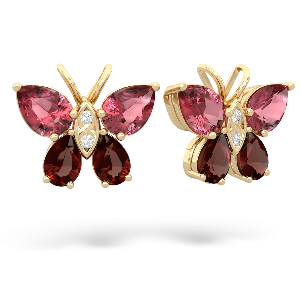 Pink Tourmaline Butterfly 14K Yellow Gold earrings E2215