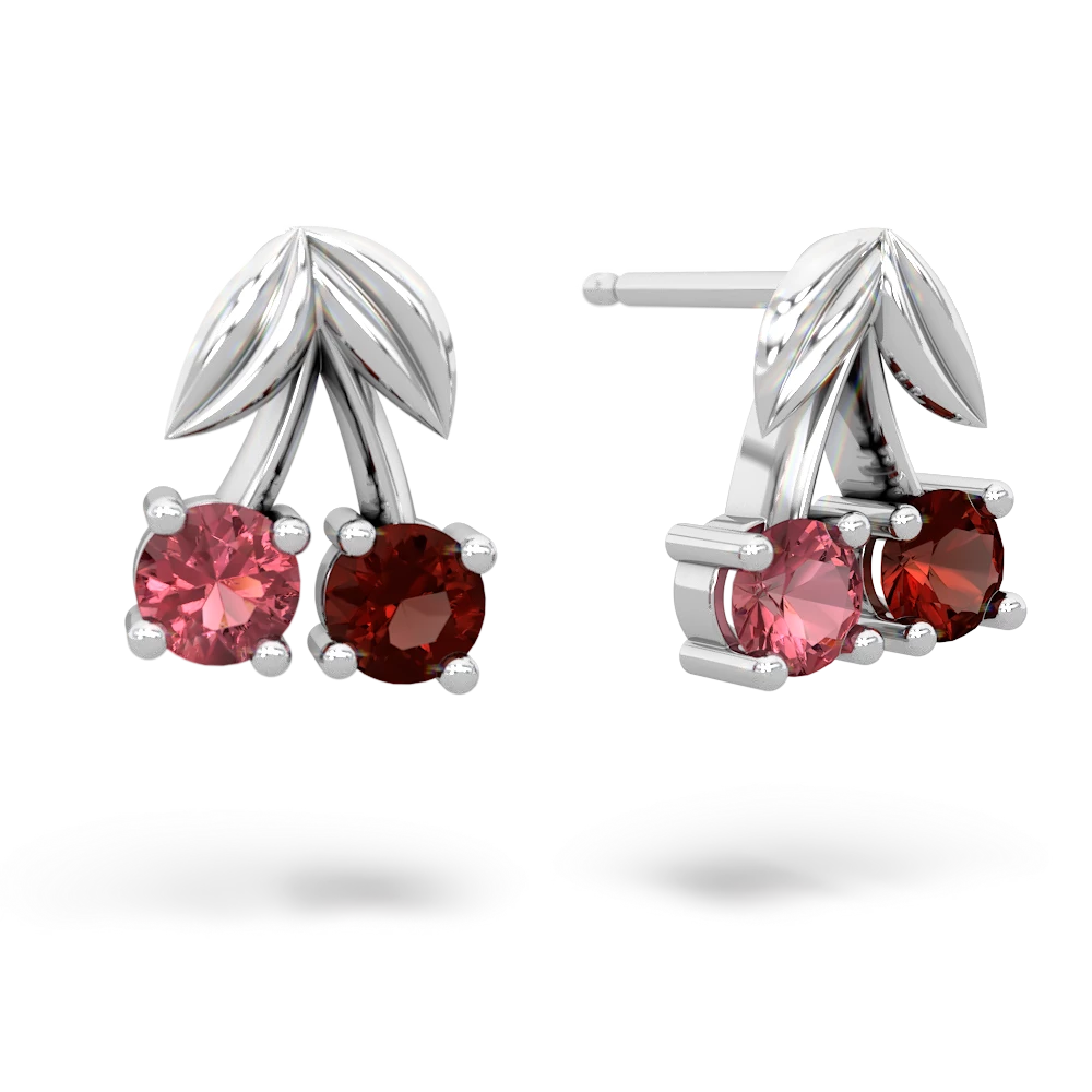 Pink Tourmaline Sweet Cherries 14K White Gold earrings E7001