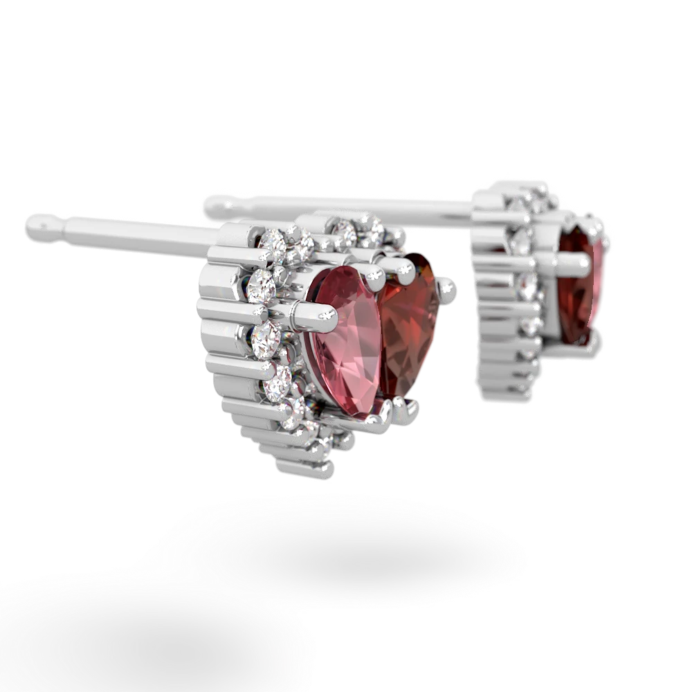 Pink Tourmaline Halo 14K White Gold earrings E7008