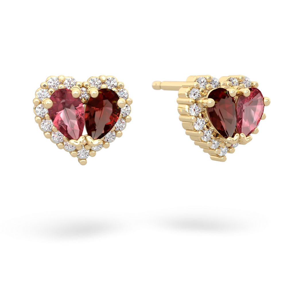 Pink Tourmaline Halo 14K Yellow Gold earrings E7008