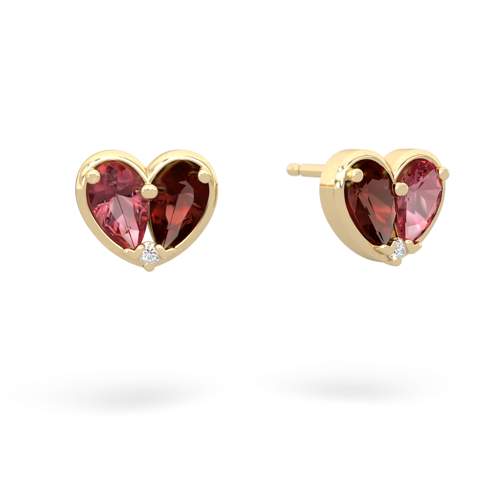 Pink Tourmaline 'Our Heart' 14K Yellow Gold earrings E5072