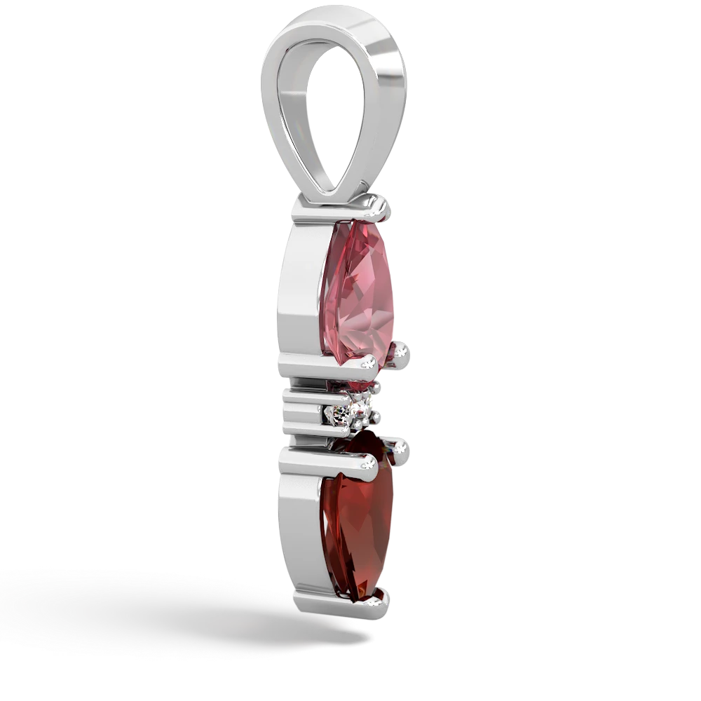 Pink Tourmaline Bowtie Drop 14K White Gold pendant P0865