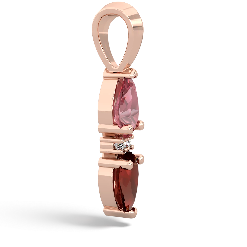 Pink Tourmaline Bowtie Drop 14K Rose Gold pendant P0865