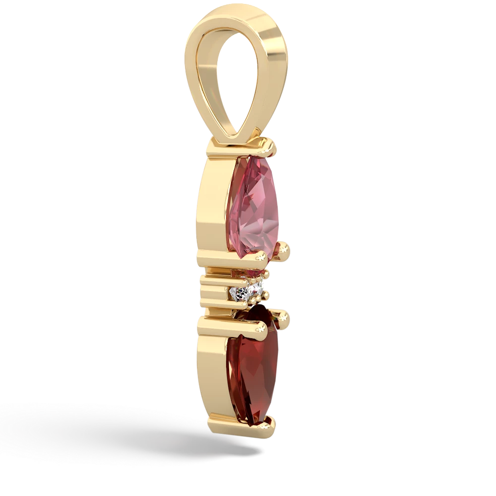 Pink Tourmaline Bowtie Drop 14K Yellow Gold pendant P0865