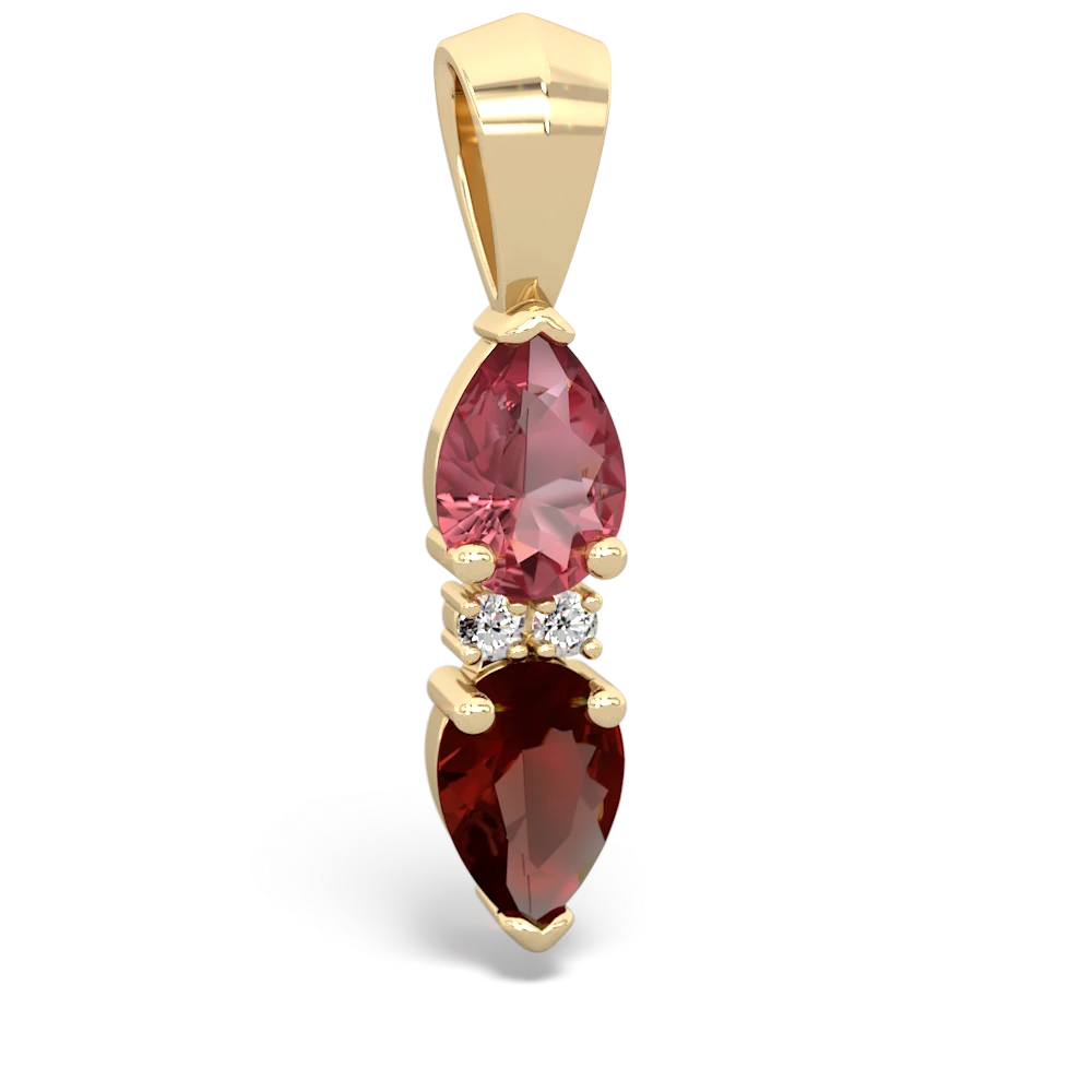 Pink Tourmaline Bowtie Drop 14K Yellow Gold pendant P0865