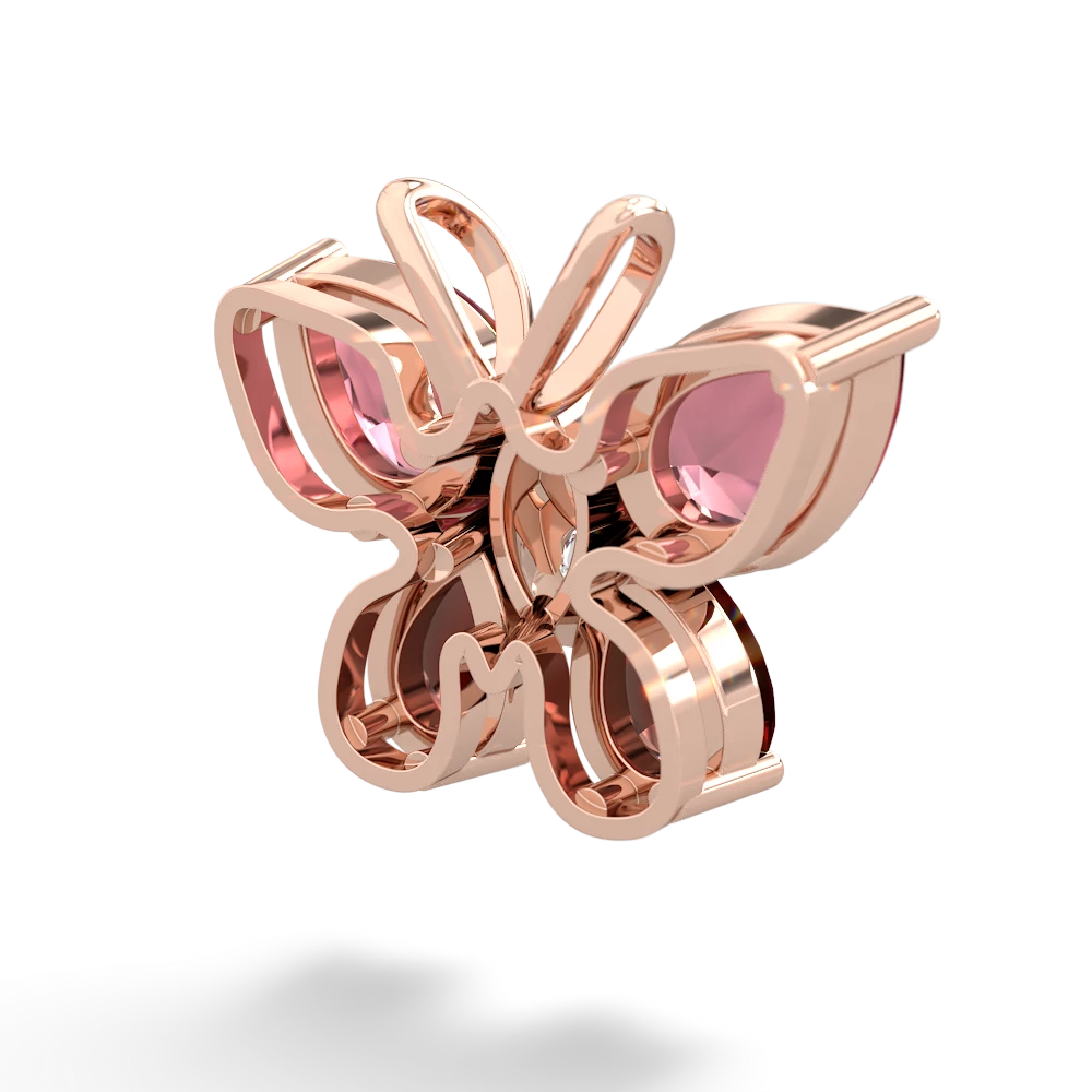 Pink Tourmaline Butterfly 14K Rose Gold pendant P2215