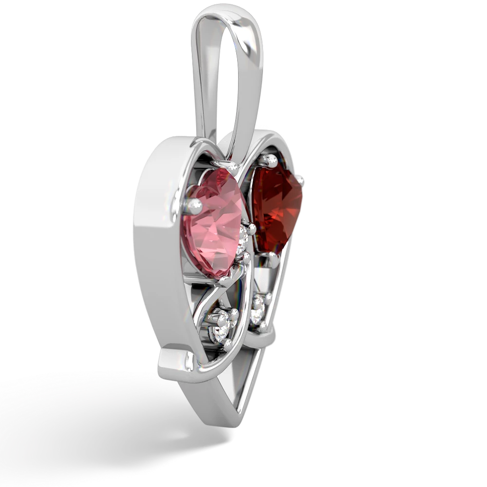 Pink Tourmaline Celtic Trinity Heart 14K White Gold pendant P5331