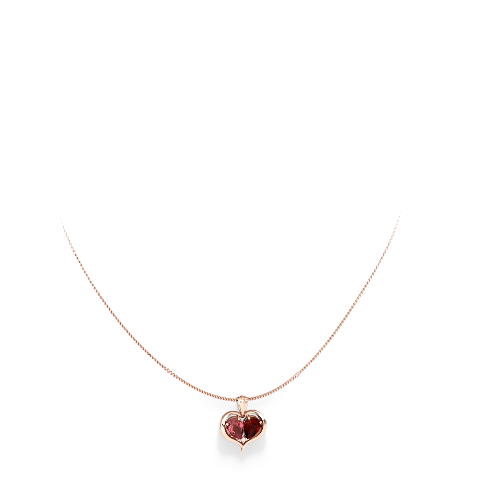 Pink Tourmaline Two Become One 14K Rose Gold pendant P5330