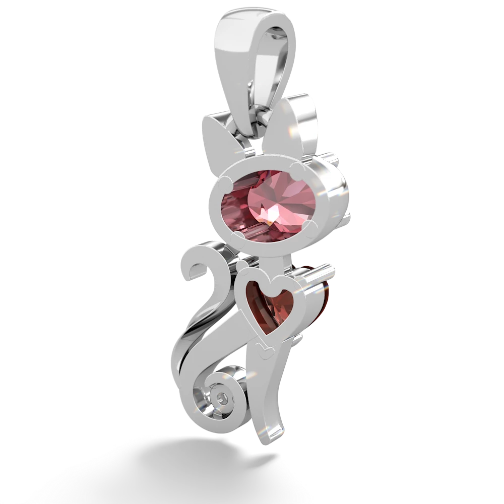 Pink Tourmaline Kitten 14K White Gold pendant P5780