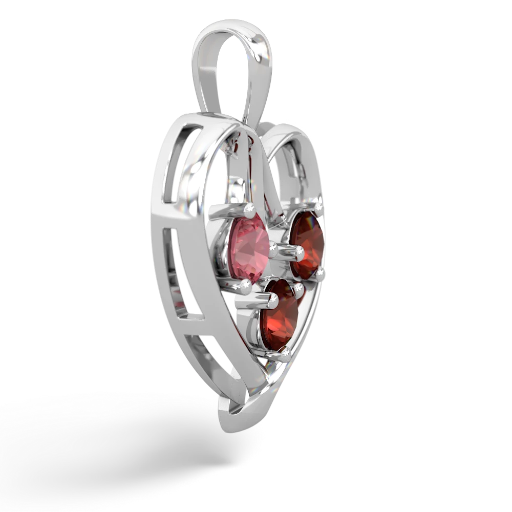 Pink Tourmaline Glowing Heart 14K White Gold pendant P2233