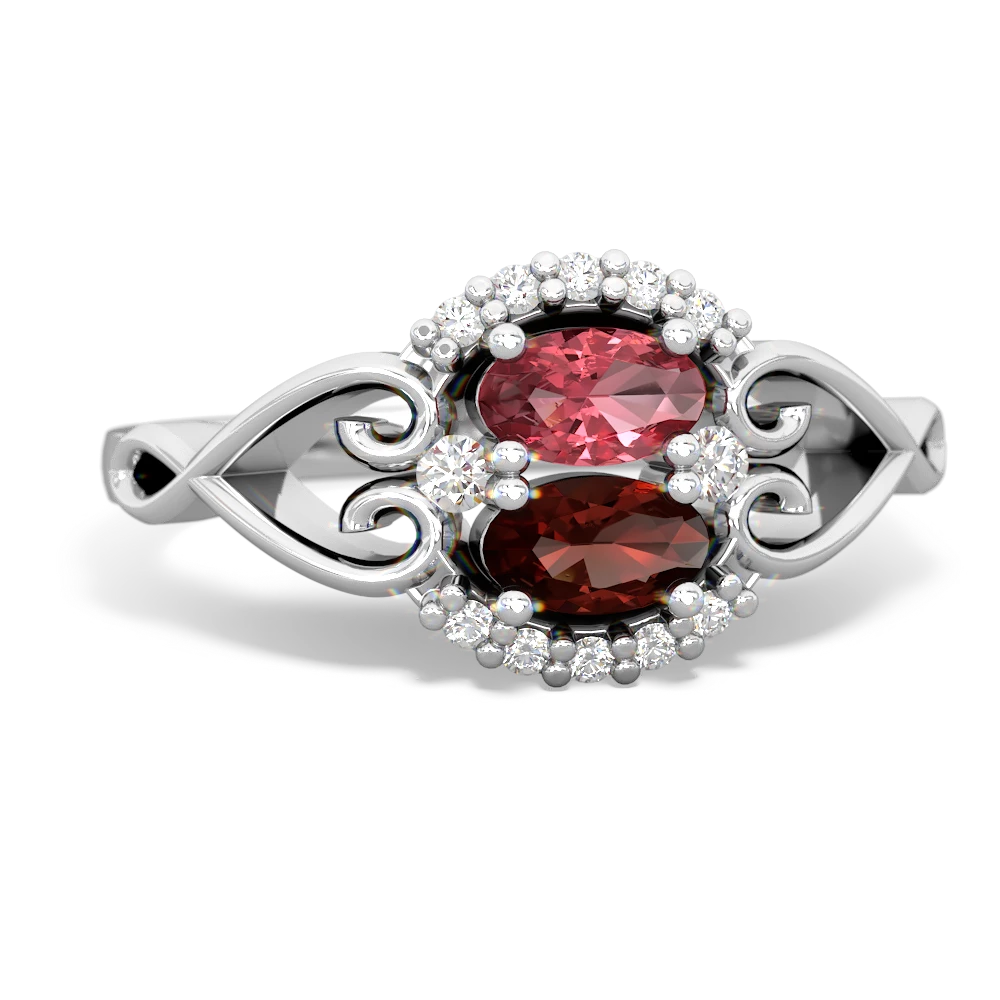 Pink Tourmaline Love Nest 14K White Gold ring R5860