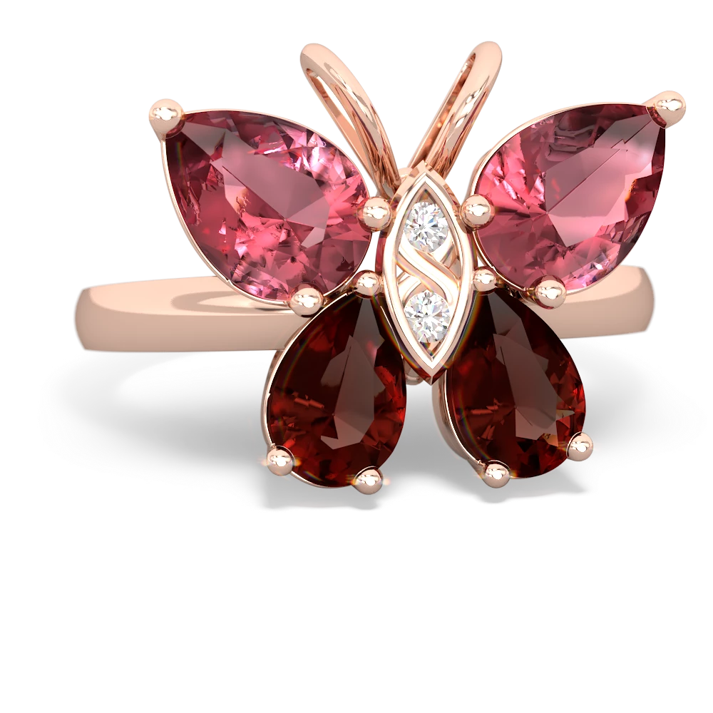 Pink Tourmaline Butterfly 14K Rose Gold ring R2215