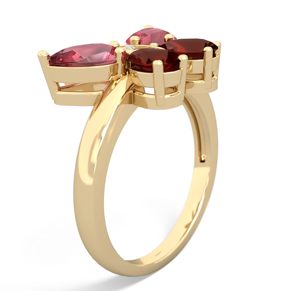 Pink Tourmaline Butterfly 14K Yellow Gold ring R2215