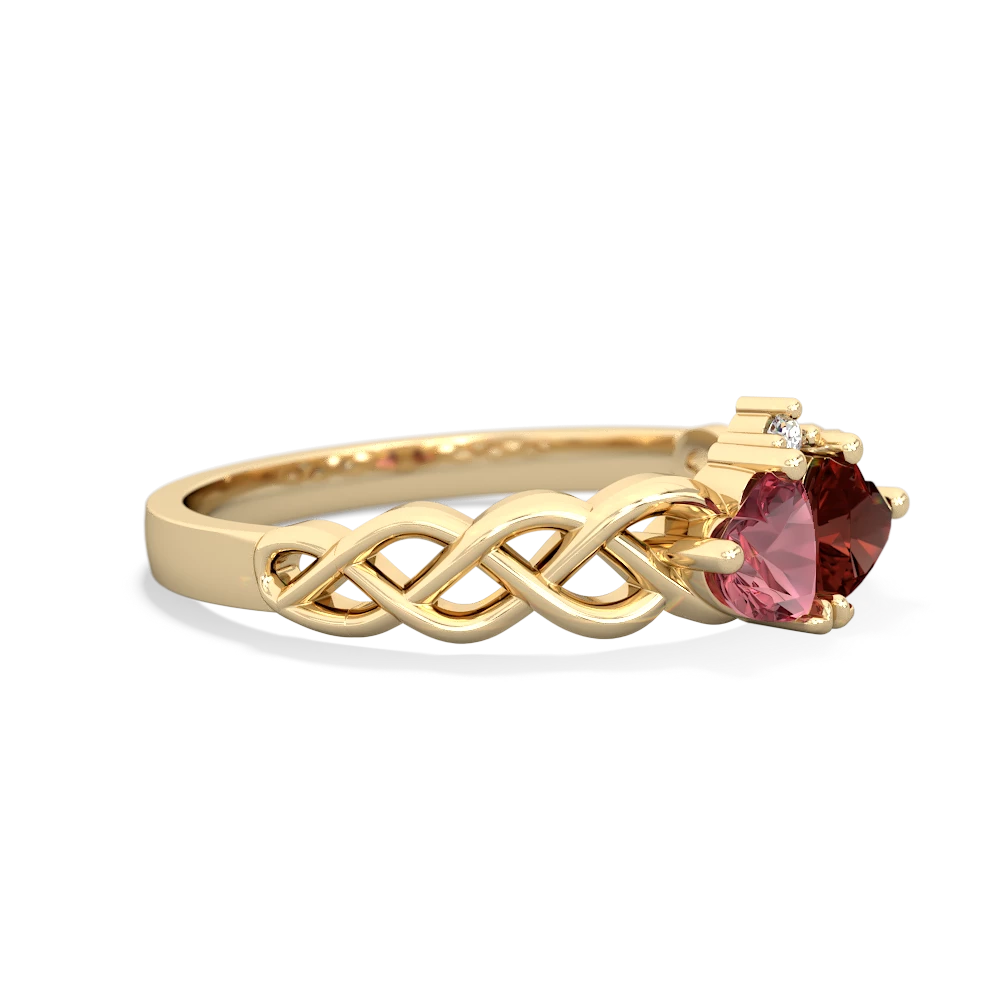 Pink Tourmaline Heart To Heart Braid 14K Yellow Gold ring R5870