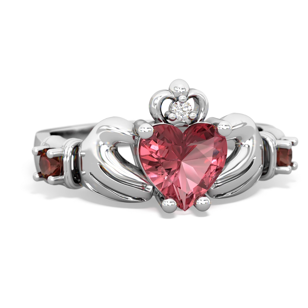 Pink Tourmaline Claddagh Keepsake 14K White Gold ring R5245