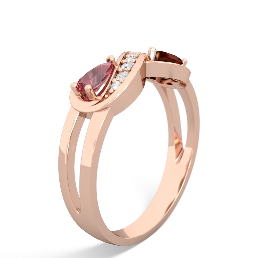 Pink Tourmaline Diamond Infinity 14K Rose Gold ring R5390