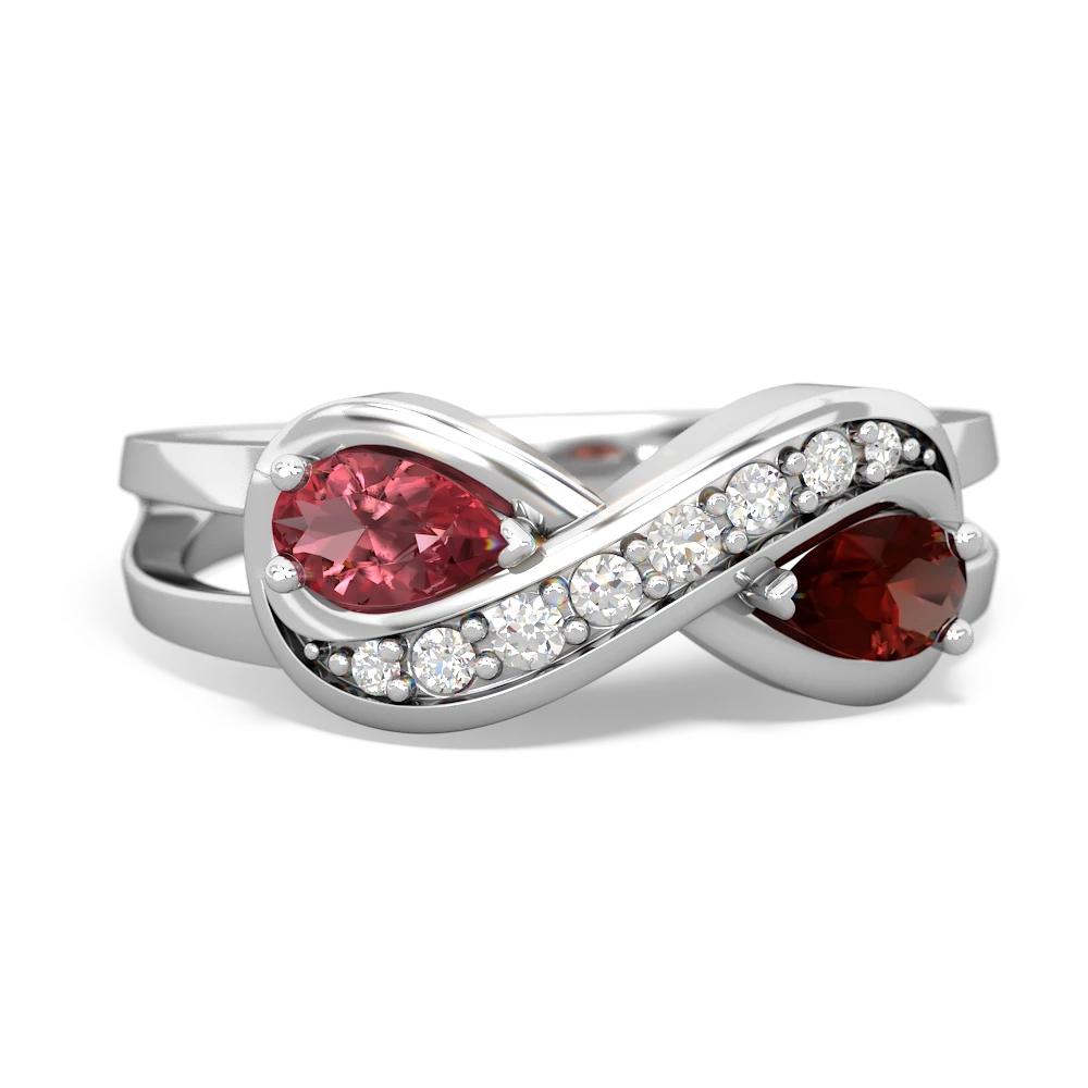 Pink Tourmaline Diamond Infinity 14K White Gold ring R5390